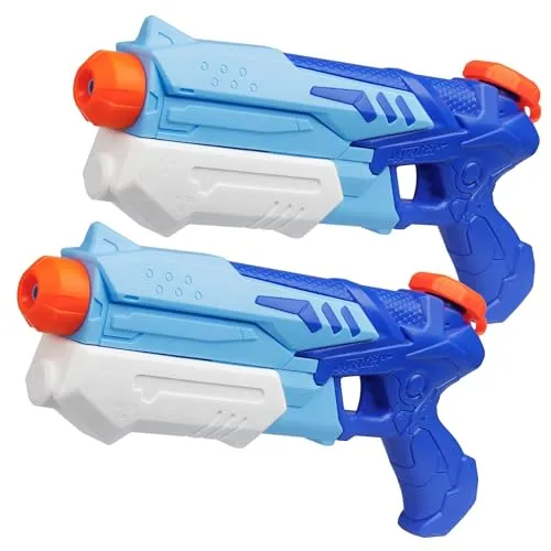 D-FantiX Wasserpistole für Kinder Erwachsene, 2 Stück Wasserpistolen 300ML Super Squirt Guns Wasser Soaker Blaster Große Reichweite bis zu 10 Meter Wasserspritzpistole Spritzpistole für Sommer