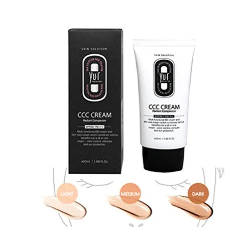 Yu.r Skin Solution CCC Creme Farbwechsel-Creme LSF50+ PA+++ - CC Creme mit 4 Funktionen: schützt mit SPF 50+++, bietet Farbkorrektur und vereint Makeup mit Pflege für einen strahlenden Teint.