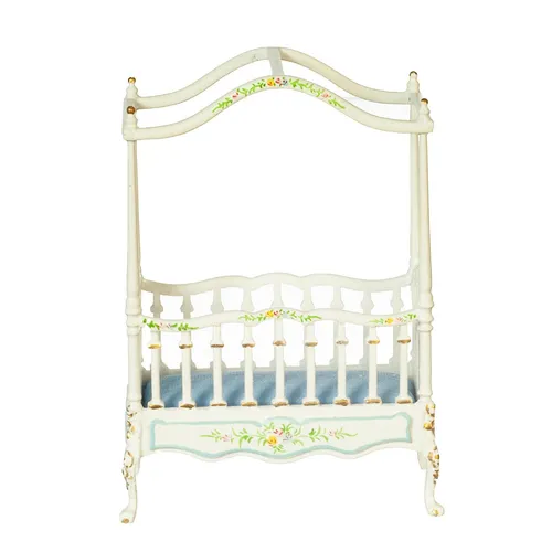 Puppenhaus Viktorianisch Baldachin Kinderbett Blau-Weiß 1: 62.2cm JBM