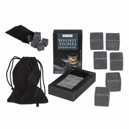 Kühlsteine 6er Pack Whiskey Stones Eiswürfel in Säckchen Speckstein Würfel