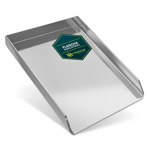 Grillplatte Plancha 34 x 48 x 4 cm Edelstahl V2A 4mm StarkRostfrei Yourkon