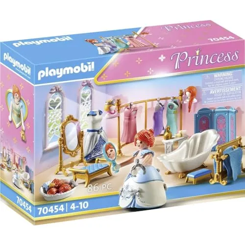 PLAYMOBIL Princess Magic: Ankleidezimmer mit Badewanne - Komplettset mit Prinzessin Sally, fördert kreatives Rollenspiel und Ballvorbereitungen