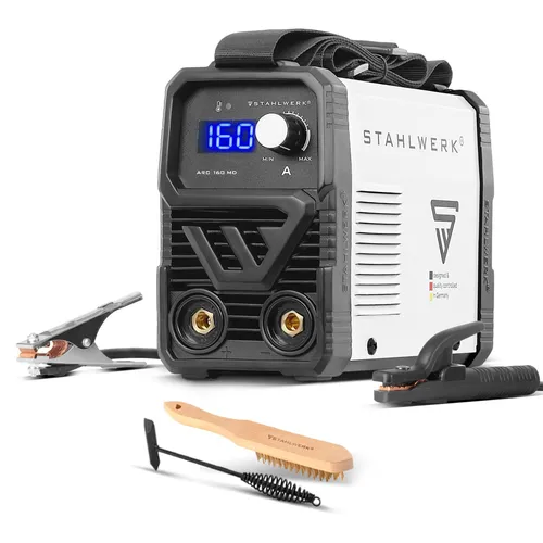 STAHLWERK ARC 160 MD Elektroden Schweißgerät – 160 A MMA E-Hand & Lift TIG DC - Kompaktes Inverter-Schweißgerät mit IGBT-Technologie für stabile Schweißströme. Optimierter Start und Anti-Stick-Funktion sorgen für einfache Handhabung und hohe Effizienz beim Schweißen.