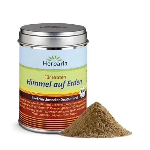 Herbaria Himmel auf Erden bio 100g M-Dose – fertiges Bio-Gewürzsalz für Rind-, Kalb- und Schweinefleisch als Braten oder Kurzgebratenes – in nachhaltiger Aromaschutz-Dose