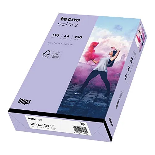 inapa farbiges Druckerpapier, buntes Papier tecno Colors: 120 g/m², A4, 250 Blatt, violett
