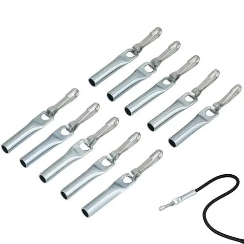 10x Seilendverschluss mit Simplexhaken verzinkt – Seilendklemmen für 8 mm Seil – ideal für Anhängerplanen, Abdeckplanen & Planenbefestigung – stabile verzinkte Hakenklemme, rostgeschützt & wetterfest