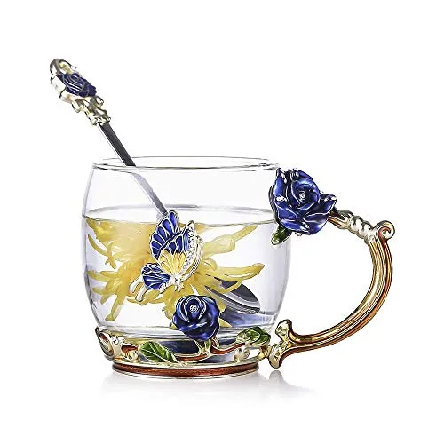 3D Emaille Schmetterling Rose Tasse | Geschenk | Frauen | Freundin | Mama | Oma | Schwester | Alltagsheldin | Kollegen | Geburtstag | Muttertags | Weihnachts | Tee & Kaffee tasse
