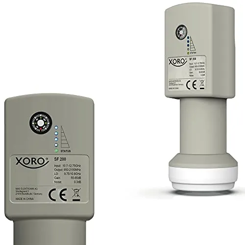 TWIN Universal LNB XORO SF 200 - LNBs mit integriertem Satfinder und Kompass für einfache Ausrichtung. Ideal für zwei SAT Empfänger, perfekt für Camping und Full HD, 4K - UHD fähig.