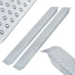 AREBOS 2x Motorrad Auffahrrampe Silber | 400 kg Paar, verzinkter Stahl - Praktisches 2er-Set Auffahrrampen aus verzinktem Stahl für sicheres Verladen von Motorrädern, Rasenmähern und mehr. Rutschfeste Oberfläche und hohe Tragfähigkeit von bis zu 400 kg sorgen für Stabilität und Leichtigkeit im täglichen Einsatz.