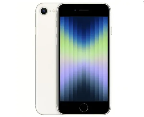 Apple iPhone SE 64GB Starlight - Handy mit 5G, A15 Bionic Chip und kabellosem Laden für blitzschnelle Leistung und lange Akku-Laufzeit.