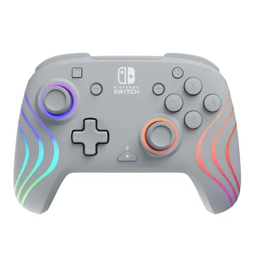 PDP Afterglow Wave Gamepad, grau - Controller für Nintendo Switch mit LED-Beleuchtung und 15 Tasten für präzises Gameplay. Ideal für Gaming-Fans, die Style und Funktionalität schätzen.