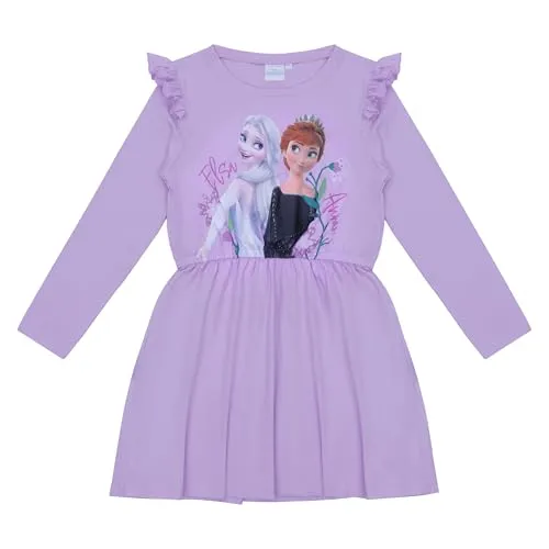 Frozen Sweatkleid Eiskönigin – Anna und Elsa Langarm 104 - Modisches Sweatkleid mit rundem Ausschnitt und langem Arm, bedruckt mit den beliebten Figuren Anna und Elsa. Ideal für kleine Fans der Eiskönigin, aus 100% Baumwolle für hohen Tragekomfort.
