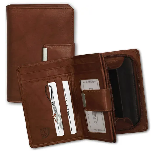 Money Maker Damen RFID Blocker Portemonnaie in Chianti-Rot - Elegantes Damen-Portemonnaie aus echtem Leder, ideal für den täglichen Gebrauch. Mit RFID-Schutz für mehr Sicherheit. Größe: 9x13x3 cm.