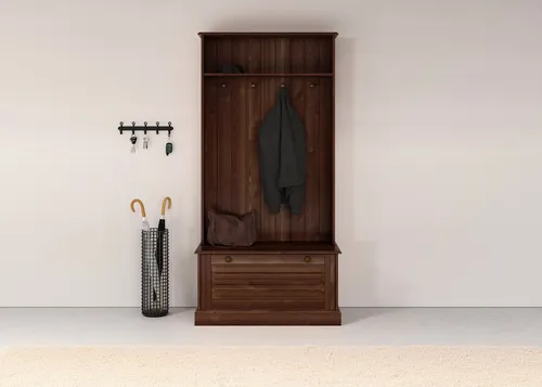 Kompaktgarderobe OTTO HOME "Liotta", braun - Platzsparende Lösung für Ihr Zuhause - Die kompakte Garderobe "Liotta" von OTTO HOME bietet 1 Einlegeboden, 1 Fach und 4 Haken. Ideal für kleine Flure. Aus Kiefernholz gefertigt, vereint sie Funktionalität und zeitloses Design.