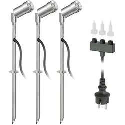 ledscom.de LED Gartenstrahler Spico mit Erdspieß IP44 – 3er Set, warm-weiß - Die energieeffizienten LED Gartenstrahler mit 105 lm bieten spritzwassergeschützten Einsatz im Freien. Ideal zur individuellen Beleuchtung von Gartenwegen und Blumenbeeten. Flexibel installierbar durch Erdspieß und schwenkbaren Lampenkopf.