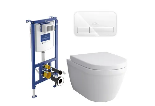Alpenberger Vorwandelement WC Set Komplett: Elegantes Hänge WC mit Villeroy & Boch Spülkasten - Vorwandelemente mit spülrandlosem Hänge-WC, wassersparender 2-Mengen-Spülung und flexibler Montage für optimale Anpassung.