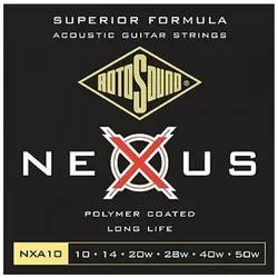 Rotosound NXA10 Coated Western Strings - Zubehör für Gitarre & Bass, hochwertige Saiten mit einzigartigem Klang und glatter Polymer-Beschichtung für verbesserte Spielbarkeit und Langlebigkeit.