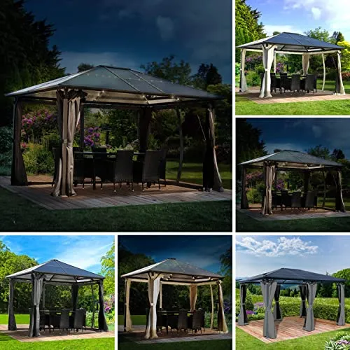BRAST Pavillon Summerdream 3x4m mit Moskitonetz - TÜV geprüfter Aluminium Pavillon, wasserdicht und mit UV-Schutz. Ideal für entspannte Stunden im Garten, geschützt vor Insekten und Wind!