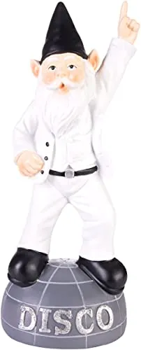 BRUBAKER Gartenzwerg Disco Boy - Club Tänzer Zwerg auf Halbkugel - Gartenfigur Lustig - Dekoration Wetterfest für Garten Campingplatz - Gartendeko für außen - 25 cm groß