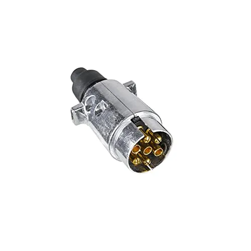 BEIJISTAR Anhängerstecker 7 Polig Metall, nach ISO 1724, mit Wasserfester Dichtung, 12V Wasserdichter 7 Poliger Anhängerstecker, 7 Poliger Hänger Stecker, für PKW LKW RV Anhänger (Aluminiumlegierung)