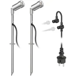 ledscom.de LED Gartenstrahler Spico mit Erdspieß 2er Set - warm-weiß, IP44 - Energieeffiziente LED-Außenleuchten mit 105 lm. Ideal für den Garten dank spritzwassergeschütztem Design und flexiblem Erdspieß zur einfachen Montage. Schwenkbarer Kopf für individuelle Lichtausrichtung.
