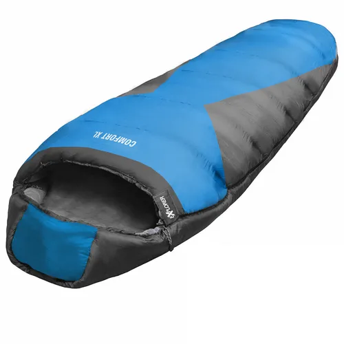 EXPLORER Mumienschlafsack COMFORT 230x85x70cm - Mumienschlafsack für alle Jahreszeiten, komfortabel bis 0°C, extra breit und kombinierbar. Ideal für Camping und Festivals.