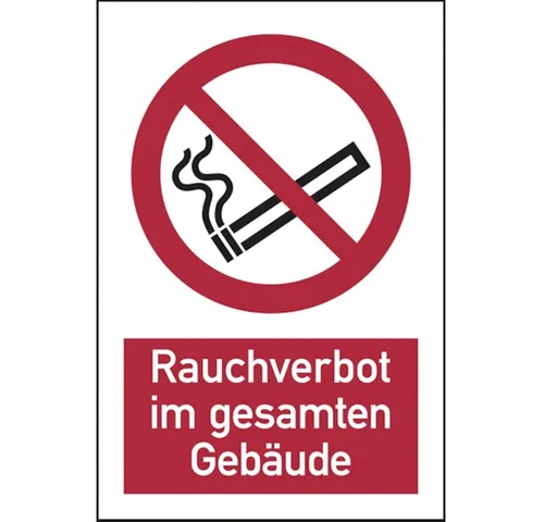 König Werbeanlagen Hinweisschild Verbot, Kombi, Rauchverbot im gesamten Gebäude,DIN EN ISO 7010