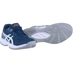 ASICS UPCOURT 6 GS Hallenschuh, Gr. 37, mako blau/weiß - Sportliche Hallenschuhe für Badminton und Squash, mit rutschfester Gummi-Laufsohle und atmungsaktivem Synthetik-Obermaterial für optimales Fußklima.