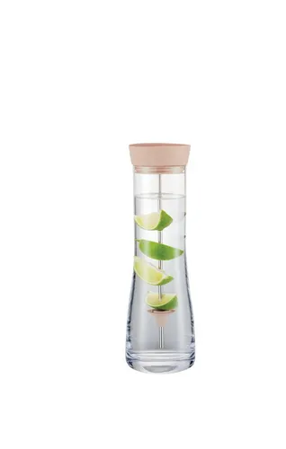 Blomus Wasserkaraffe "Driwa" - 1 l in Rosa - Elegante Glas-Karaffe mit Silikondichtung, die Kohlensäure hält und einen Ausgießer hat, der Eiswürfel und Fruchtstücke zurückhält – perfekt für erfrischende Getränke.