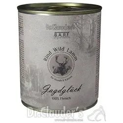 Dr. Clauders BARF Jagdglück 800 g für Hunde und Katzen - Hundefutter mit 100% Fleisch aus Wild, Lamm & Rind für eine gesunde BARF Ernährung. Ideal für anspruchsvolle Vierbeiner, hergestellt in Deutschland.