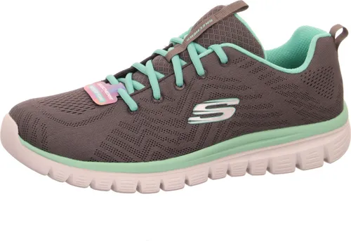 SKECHERS Graceful - Get Connected Damen Sneaker - Sportlicher Freizeitschuh mit gepolstertem Memory Foam für optimalen Komfort, ideal für den Alltag. Farbe: grau-mint, Größe: 38.