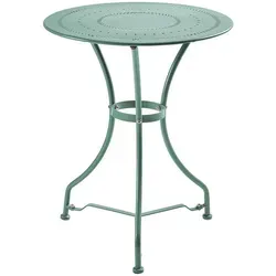 BUTLERS Gartentisch Ø 58cm Eisen -Century- Romantischer Bistrotisch für Balkon und Garten - KOMPAKTER GARTENTISCH: Der romantische Bistrotisch aus robustem Eisen bietet mit Ø 58 cm Platz für zwei und ist ideal für kleine Außenbereiche. WETTERFESTE QUALITÄT: Dank der hochwertigen Pulverbeschichtung ist er perfekt für den ganzjährigen Einsatz im Freien.