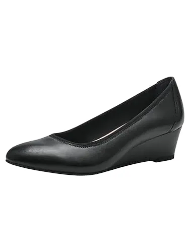 Tamaris Damen Keilpumps 1-22320-42 003 - Damen-Pumps mit TOUCH-IT Technologie für bequeme Passform und rutschfester ANTIslide Sohle. Hochwertiges Leder und eleganter Keilabsatz sorgen für Stil und Komfort.