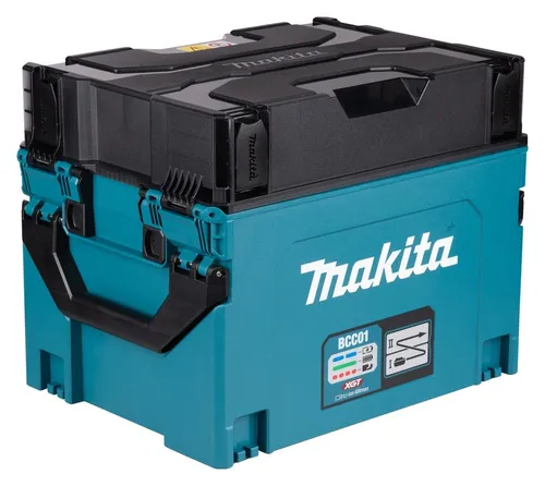 Makita Werkzeugakku-Ladegerät BCC01, 1914U3-7 - Ladegerät für 8x 40V max. XGT Schiebeakkus, mit Switch Charging-Funktion und IPX4-Spritzwasserschutz, ideal für effizientes Arbeiten.