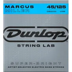 Dunlop Marcus Miller Stainless Steel 045/125 - E-Bass Round-Wound-Saiten für kraftvollen Sound, ideal für professionelle Musiker. Knackig und klar mit starkem Low End, perfekt für Long Scale Bässe.