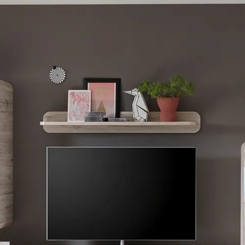 Paneel T3 Roof Hängeboard in Sandeiche - Modernes Wandregal - Stylisches Wandregal mit 1 Regalfach, ideal für das Wohnzimmer. Breite: 130 cm, Höhe: 18 cm, an der Wand montierbar und platzsparend. Perfekt für modernes Wohndesign.