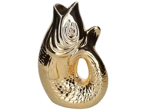 Giftcompany Monsieur Carafon Vase - Karaffe Fisch L gold 2,7l - Dekovase mit auffälligem Fisch-Design und edler Goldoptik, ideal für Blumenarrangements oder als stilvolle Karaffe. Verleiht jedem Raum einen Hauch von Luxus.