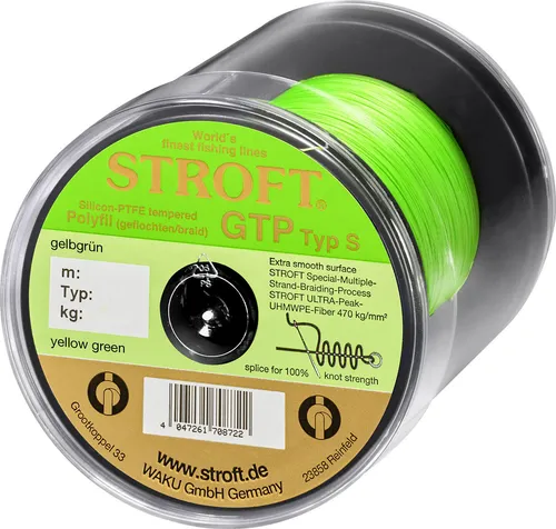 STROFT GTP Typ S Geflochtene Angelschnur 400m Gelbgrün - Hochwertige geflochtene Angelschnur mit extra glatter Oberfläche für optimale Wurf- und Gleiteigenschaften. Ideal für Angler, die auf beste Qualität setzen und höchste Zugfestigkeit benötigen.