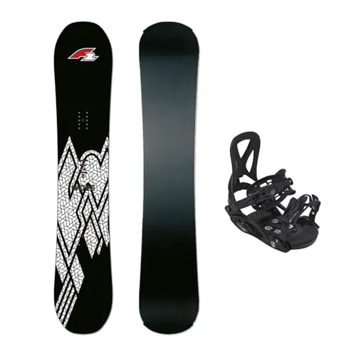 F2 Set Snowboard Junior Rental Schwarz 120cm + Pipe Bindung S - Stabiles Snowboard-Set mit Wing Rocker Profil, ideal für junge Einsteiger. Die komfortable Pipe Bindung sorgt für optimalen Halt und Polsterung. Perfekt abgestimmt für Kinder von 100–135 cm – für unbeschwerten Fahrspaß im Schnee.