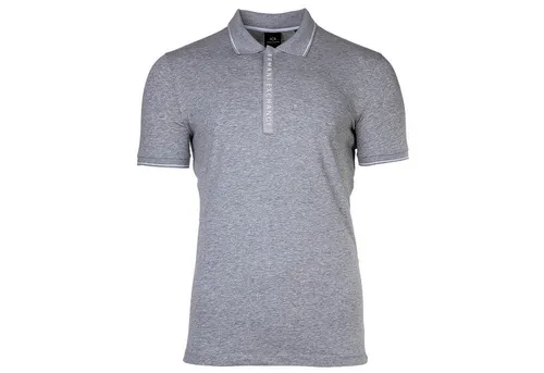 AX ARMANI EXCHANGE Herren Poloshirt - Hidden Buttons in Grau S - Herren-Shirts mit versteckter Knopfleiste und hochwertigem Baumwoll-Elasthan-Mix für optimalen Tragekomfort und Slim Fit.