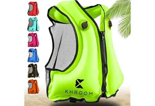 Khroom Aufblasbare Schwimmweste für Erwachsene - Ideal für SUP, Kajak & Schnorcheln - Rettungsweste mit doppelter Luftkammer für erhöhte Sicherheit, EU-konform und bis 100 kg geeignet. Perfekte Schwimmunterstützung mit Oberschenkelgurten.