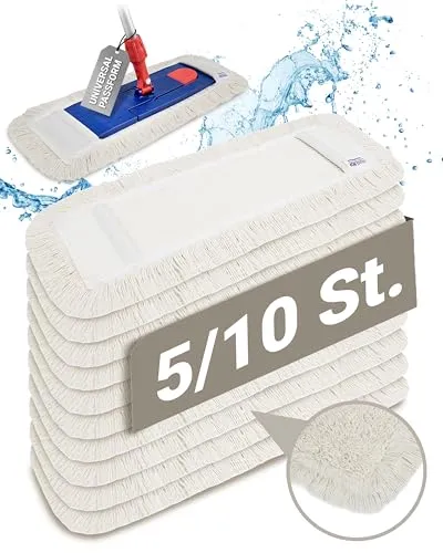 Prieser 10 Profi Baumwolle Bodenwischer 40cm mit Außenfransen – Langlebiger Wischmopp für Gewerbe und Zuhause - Hochwertiger Wischmopp aus fusselfreier Baumwolle, ideal für alle wasserbeständigen Flächen. Waschbar bis 95°C, sorgt für eine effektive und schonende Reinigung. Perfekt für den professionellen und privaten Einsatz.