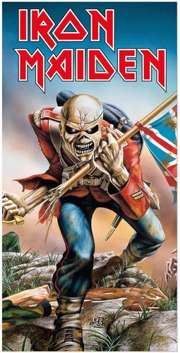 Klangundkleid Iron Maiden Handtuch Trooper 150 x 75 cm (3er Set) - Offiziell lizenziertes Handtuch-Set aus 100% Baumwolle, ideal für Sauna, Schwimmen und Duschen. Mit großzügigen Maßen von 150 x 75 cm für maximalen Komfort.