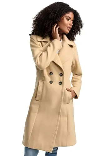 Navahoo Damen Trenchcoat Wintermantel B661 in Beige - Eleganter Damen Wintermantel der Marke Navahoo, ideal für Freizeit und Beruf. Mit seitlichen Eingriffstaschen und perfekter Länge für optimalen Schutz vor Wind und Kälte.
