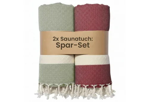 Flora Furora Saunahandtuch 2er Set XXL 100x200 cm - Praktisches 2er Set Saunahandtücher aus 100% Baumwolle für höchsten Komfort. Ideal für Sauna, Hamam oder Strand. Leicht und platzsparend für unterwegs, pflegeleicht und langlebig.