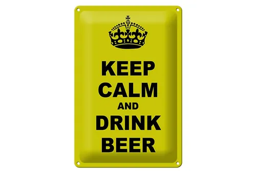 Femer GmbH Metallschild Spruch 20x30cm keep calm and drink beer, (1 St), gewölbte Oberfläche, abgerundete Ecken, umgeschlagene Kanten