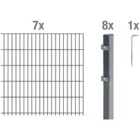 ALBERTS Doppelstabmattenzaun-Grundset - Anthrazit, 14 m Zaunlänge, 1000 mm Höhe - Zäune & Tore - Fertiges Set inklusive robustem Zubehör, ideal für sicheren und langlebigen Schutz vor Rost und Witterung.
