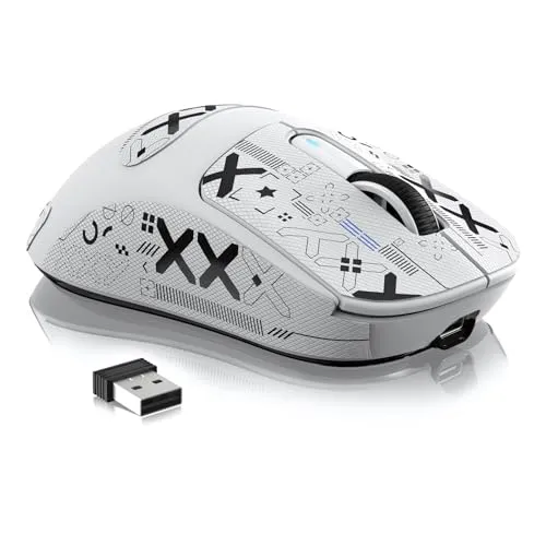 VGN GAMEPOWER x Attack Shark X3MAX PAW3950 Kabellose Gaming-Maus Superlight, 42000DPI, 49g Ultraleicht Mouse, Optical Schalter, 2.4G/BT/Kabelgebunden, Bis zu 200 Std. Akku, G502, PC/Mac, Weiß