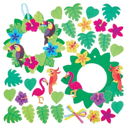 FN170 TropenkranzSets – 3erPack für kreative Bastelprojekte - Kreatives Bastelset für Kinder, ideal für alle Jahreszeiten. Enthält 3 bunte Kränze aus Schaum, perfekt für individuelle Dekorationen und lustige Bastelstunden.