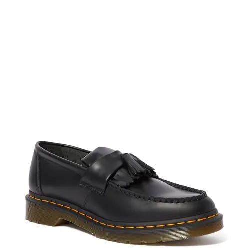 Dr. Martens Herren Adrian Bootsschuh, Black Smooth, 43 EU - Slipper & Mokassins für Herren, stilvoller Loafer mit Quasten und luftgepolsterter Synthetiksohle für besten Komfort.